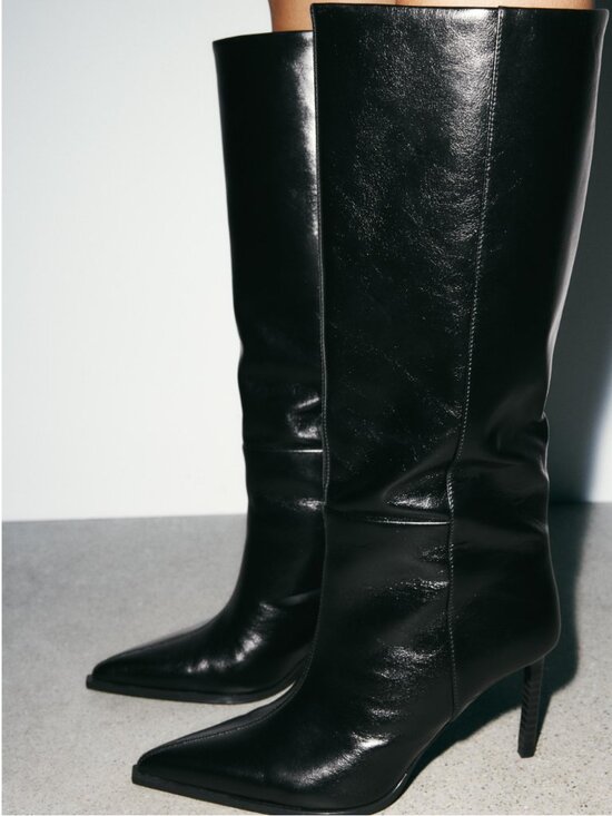 Zara Shoes - Zara Heeled Leather Boots Black – Size EU 39 / US 8 – New With Tags ✨